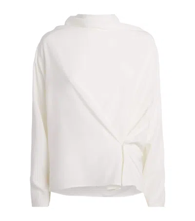 Source Unknown Long-sleeve Draped Pisa Blouse In White