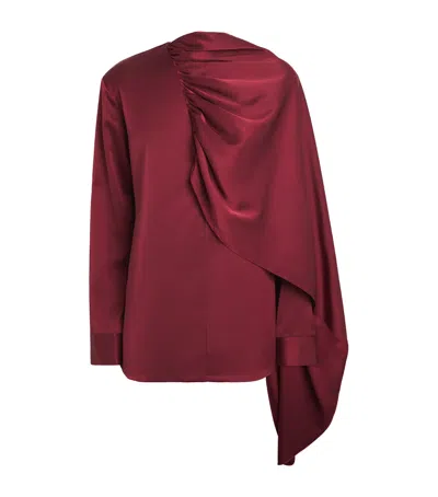 Source Unknown Long-sleeve Scarf Koa Blouse In Burgundy