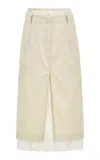 Source Unknown Lori Double-layer Slip Midi Skirt In Brown