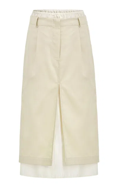 Source Unknown Lori Double-layer Slip Midi Skirt In Brown