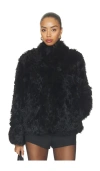 Source Unknown Lyn Long Hair Shearling Jacket In Black