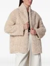 Source Unknown Manuela Beige Teddy-effect Shearling Jacket In Brown
