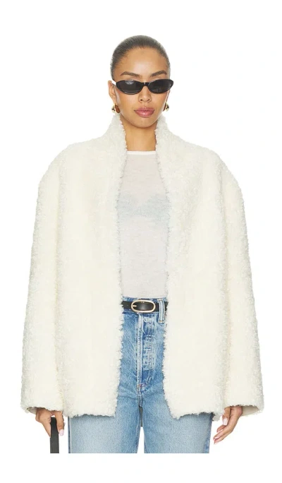 Source Unknown Manuela Shawl-collar Shearling Jacket In White