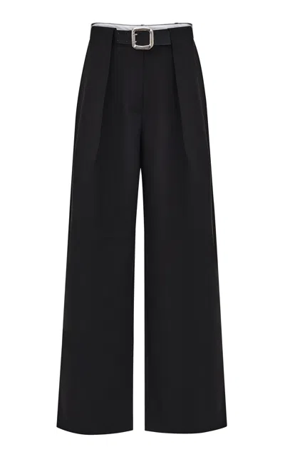 Source Unknown Matteo Belted Wide-leg Pants In Black