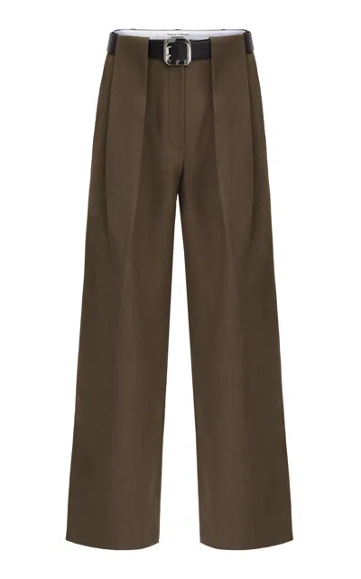 Source Unknown Matteo Belted Wide-leg Pants In Brown
