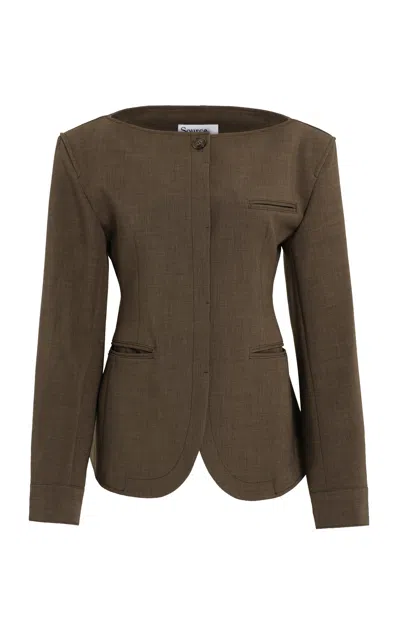 Source Unknown Matteo Cinched Blazer In Brown