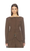 Source Unknown Matteo Cinched Blazer In Brown