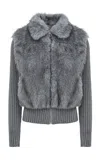 Source Unknown Meti Eco Fur Cardigan In Gray