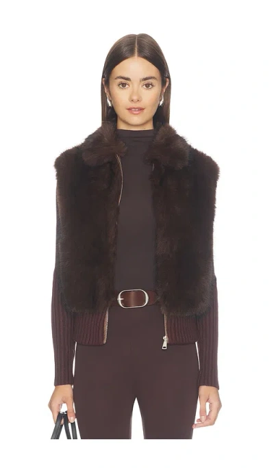 Source Unknown Meti Eco Fur Zip Cardigan In 브라운