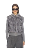 Source Unknown Meti Eco Fur Zip Cardigan In Gray