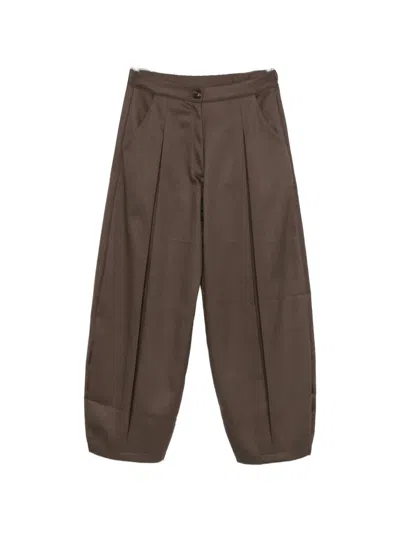 Source Unknown Mika Tuck Straight-leg Trousers In Brown