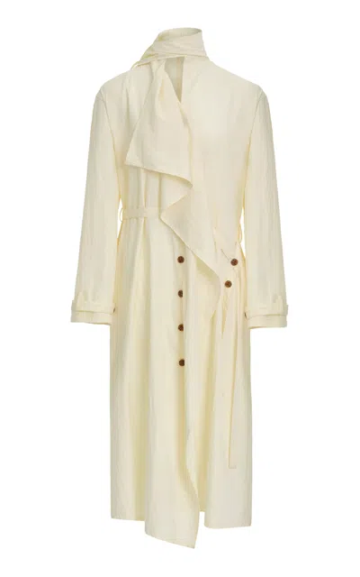 Source Unknown Nitra Scarf-lapel Coat In Yellow