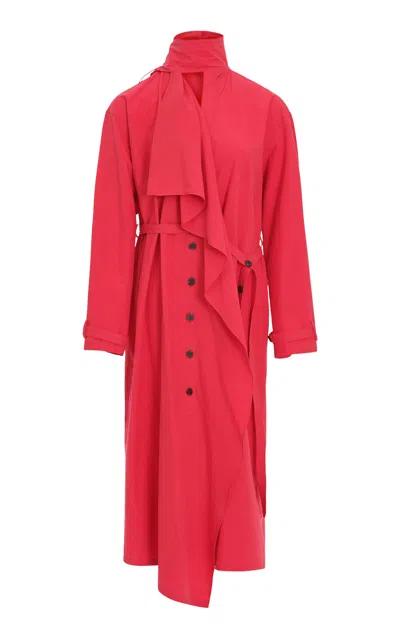 Source Unknown Nitra Scarf-lapel Cotton Coat In Red