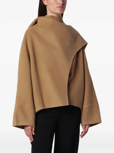 Source Unknown Nuage Scarf-detail Cape In Neutral