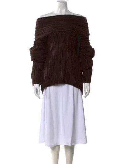 Pre-owned Source Unknown Off-the-shoulder Sweater In Brown