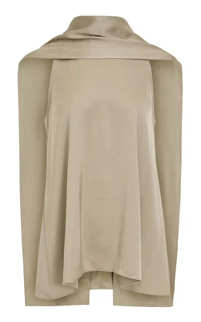 Source Unknown Onnea Scarf-detail Satin Top In Brown