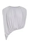 Source Unknown Rennie Gathered Jersey Top In Gray