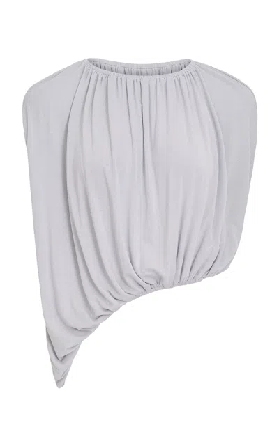 Source Unknown Rennie Gathered Jersey Top In Gray