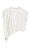 Source Unknown Rennie Gathered Jersey Top In White