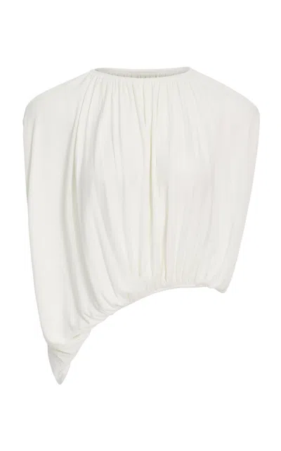 Source Unknown Rennie Gathered Jersey Top In White