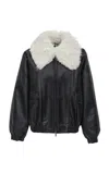 Source Unknown Rioni Faux-fur Collar Bomber Jacket In Black