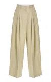 Source Unknown Roanna Button Cuff Straight Leg Trousers In Brown