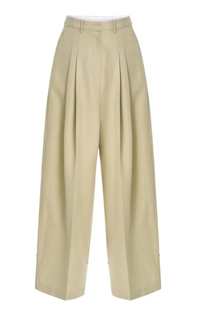 Source Unknown Roanna Button Cuff Straight Leg Trousers In Brown