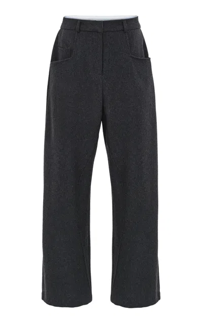 Source Unknown Roanna Wool-blend Wide-leg Pants In Black