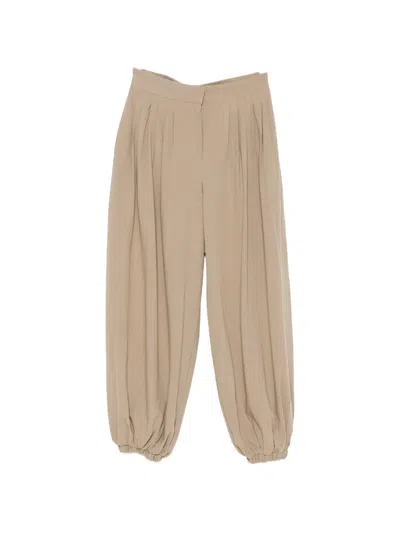 Source Unknown Ruched-details Tapered Trousers In Brown