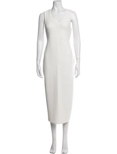 Pre-owned Source Unknown Scoop Neck Long Dress In Neutrals