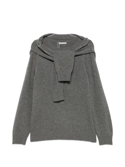 Source Unknown Shawl-detail Sweater In Gray