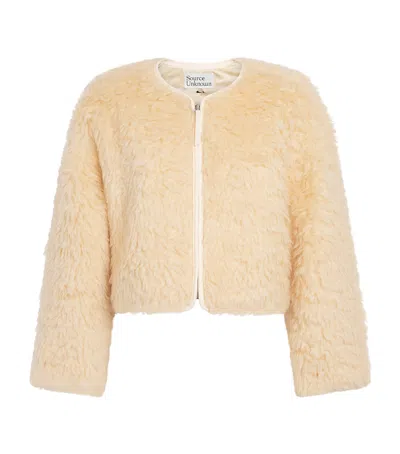 Source Unknown Shearling Cropped Jacket In Yellow