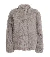 Source Unknown Lyn Shearling Wool Jacket In Gray