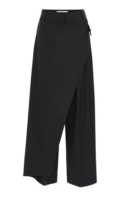 Source Unknown Sissi Draped Wide-leg Pants In Black
