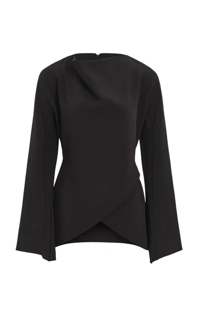 Source Unknown Solina Crepe Cowl-neck Top In Black