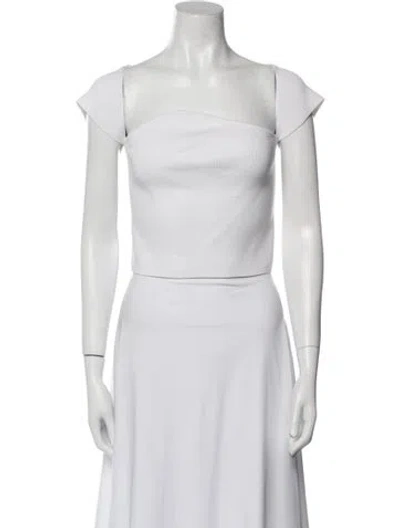 Pre-owned Source Unknown Square Neckline Short Sleeve Crop Top In White