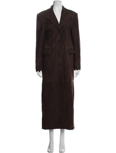 Pre-owned Source Unknown Suede Coat In Brown