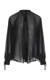 Source Unknown Veylin Chiffon Tie Cuff Blouse In Black