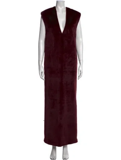 Pre-owned Source Unknown V-neck Long Dress In Burgundy