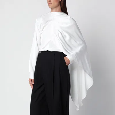 Source Unknown White Koa Draped Satin Blouse