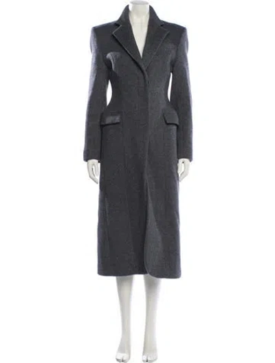 Pre-owned Source Unknown Wool Faux Fur Coat In Gray