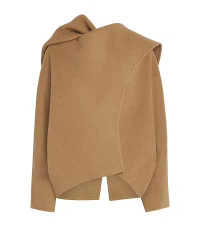 Source Unknown Wool Nuage Scarf Coat In Beige