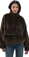 Source Unknown Faux Fur Half-zip Sweatshirt In Brown