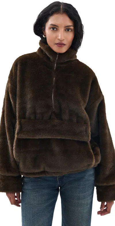 Source Unknown Zvika Faux Fur Anorak Brown