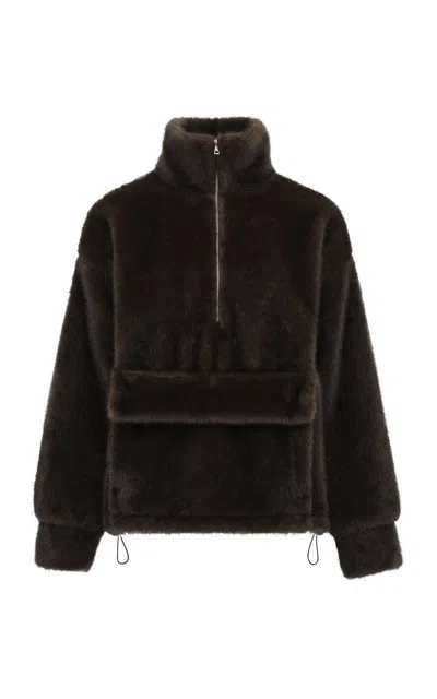 Source Unknown Zvika Faux-fur Anorak Jacket In Brown