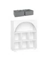 Sourcing Solutions Arched 34.19" Solid Wood 6 Cubby Entryway Shoe Rack Storage Organizer Cabinet