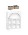 Sourcing Solutions Arched 34.19" Solid Wood 6 Cubby Entryway Shoe Rack Storage Organizer Cabinet