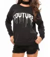 South Parade Couture Raglan Sweatshirt In Black In Black
