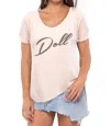 South Parade Valerie Doll V-neck Tee In Pink In Pink