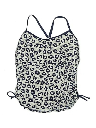 Pre-owned South Point Swimsuit Top Blue Animal Print Pattern Swimwear